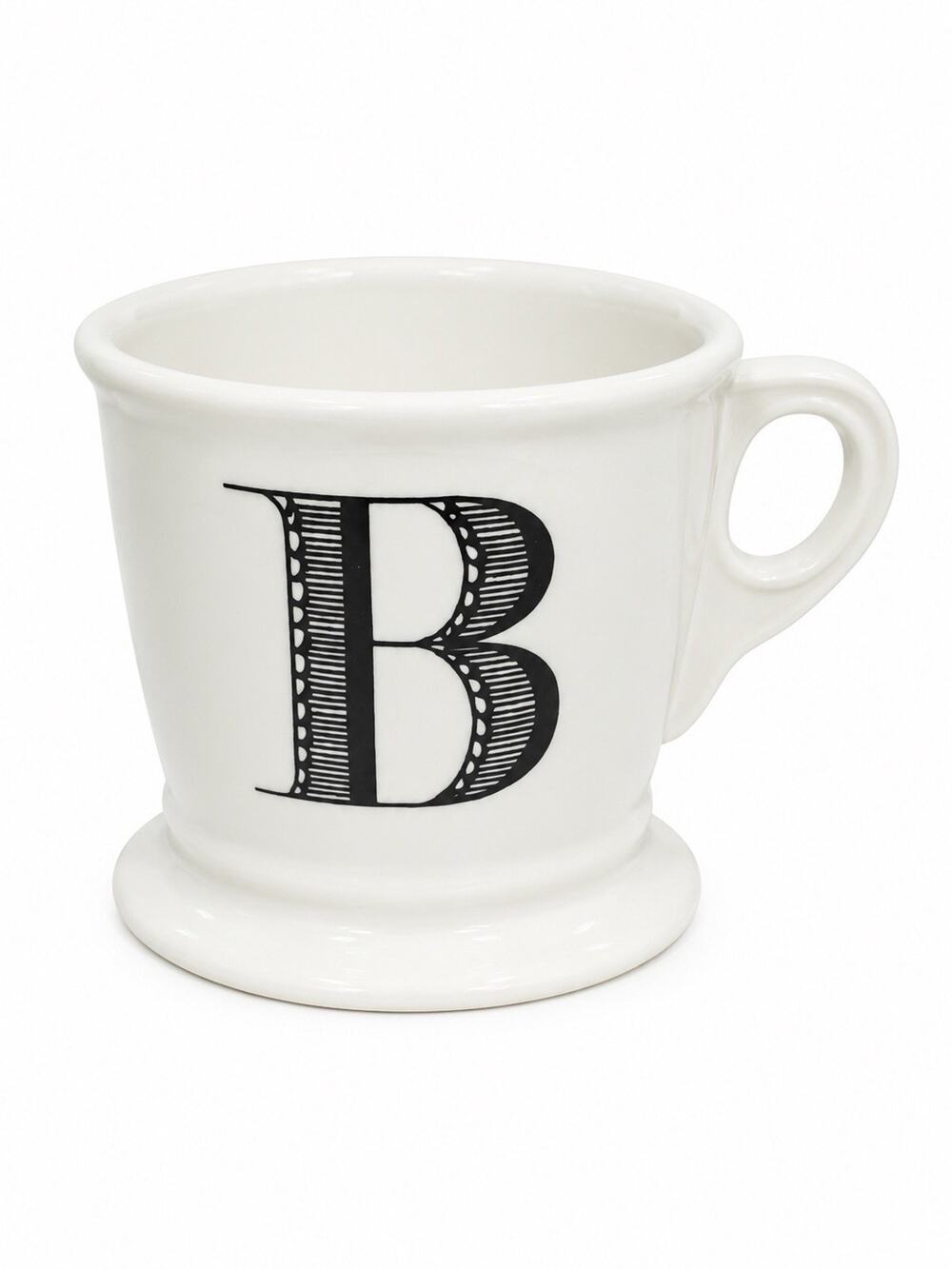 Anthropologie Monogram Mug Letter B Cream Black Initial Shaving Style Coffee Mug